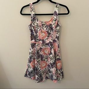 Divided Floral Skater Dress